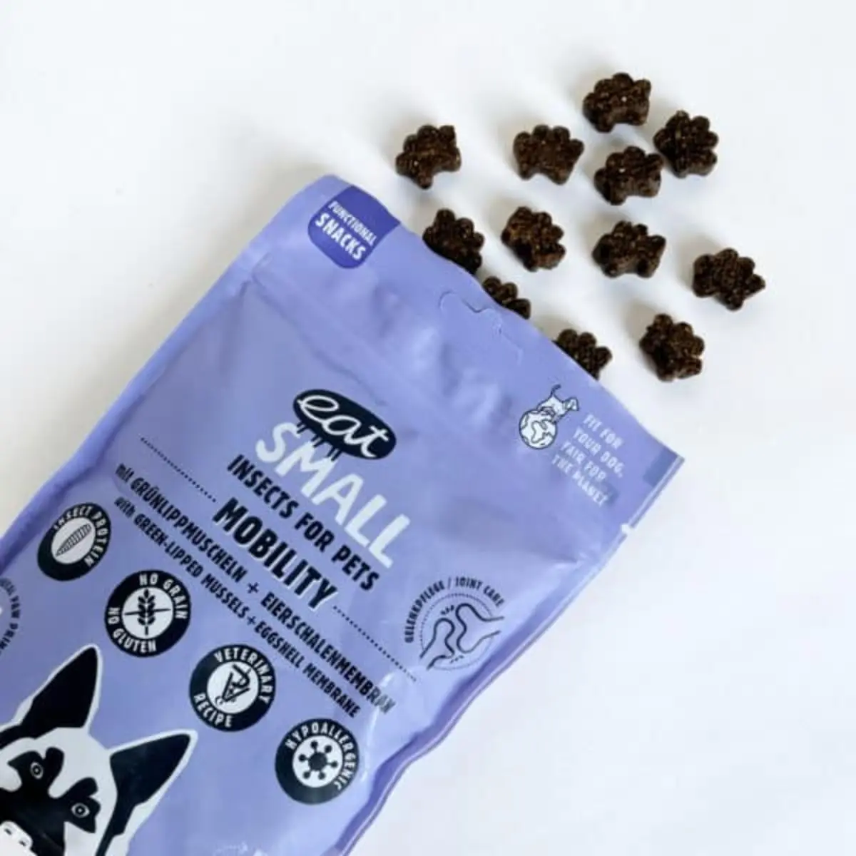 EAT SMALL Mobility Snack, XS-XL, Insecte, punguta, resigilabil recompense functionale fara cereale caini, sistem articular, 125g - Image 3