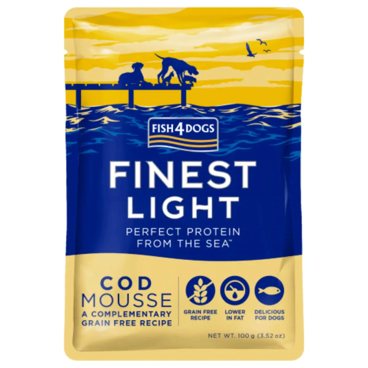 FISH4DOGS Finest, XS-XL, Cod, plic hrana umeda monoproteica fara cereale caini, (pate), 100g