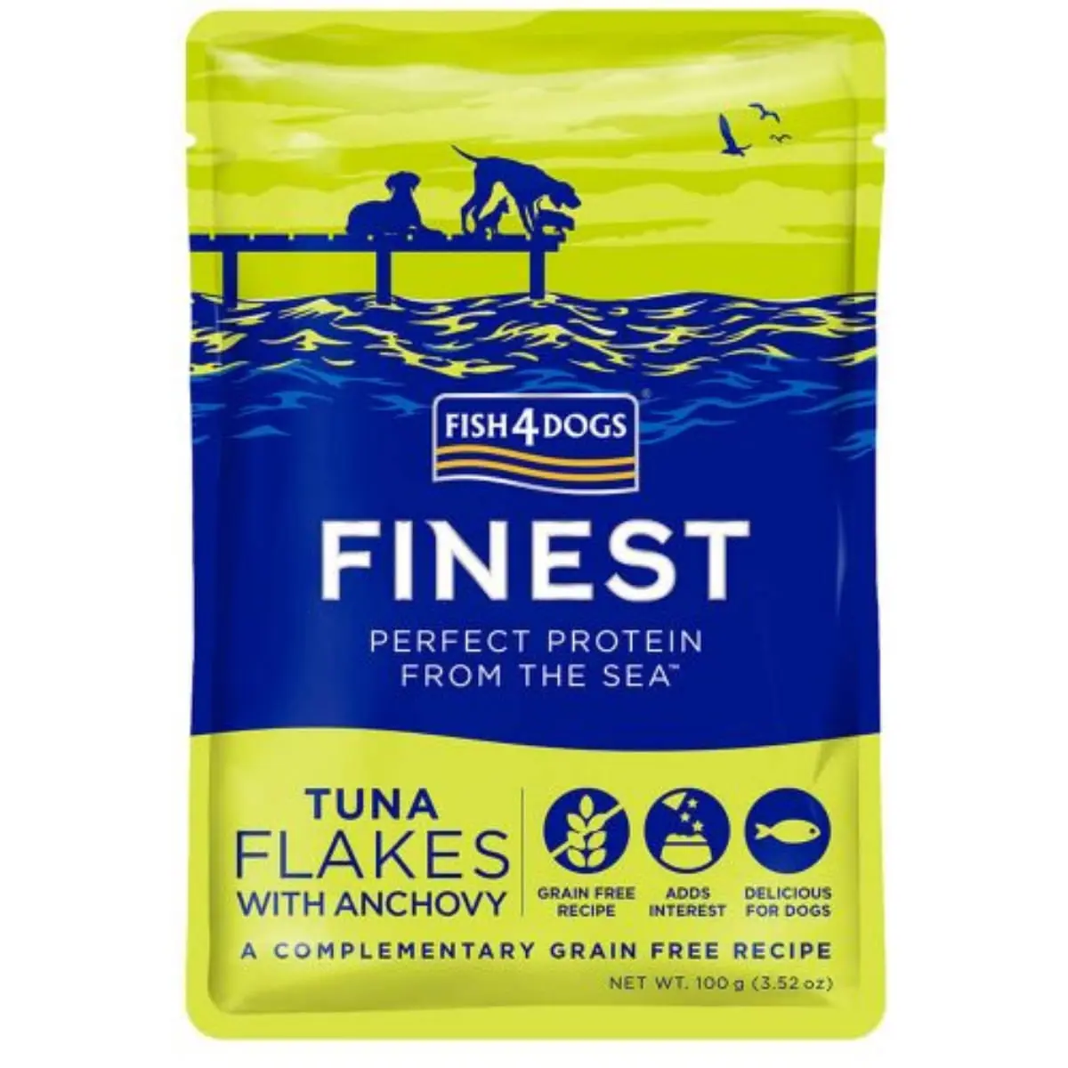 FISH4DOGS Finest, XS-XL, Ton si Ansoa, plic hrana umeda fara cereale caini, (in suc propriu), 100g