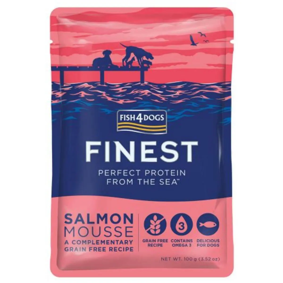 FISH4DOGS Finest, XS-XL, Somon, plic hrana umeda fara cereale caini, (pate), 100g - Image 3