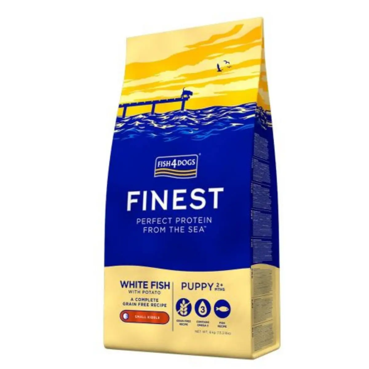 FISH4DOGS Finest Puppy, S-M, Peste alb si Cartofi, hrana uscata fara cereale caini junior, 1.5kg