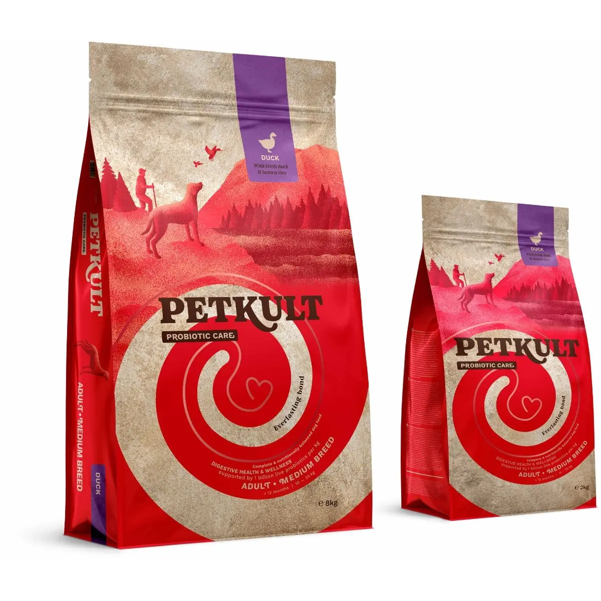 PETKULT Probiotics Adult Medium Breed, M, Rata si orez brun, hrana uscata caini, sistem digestiv & probiotice, 2kg