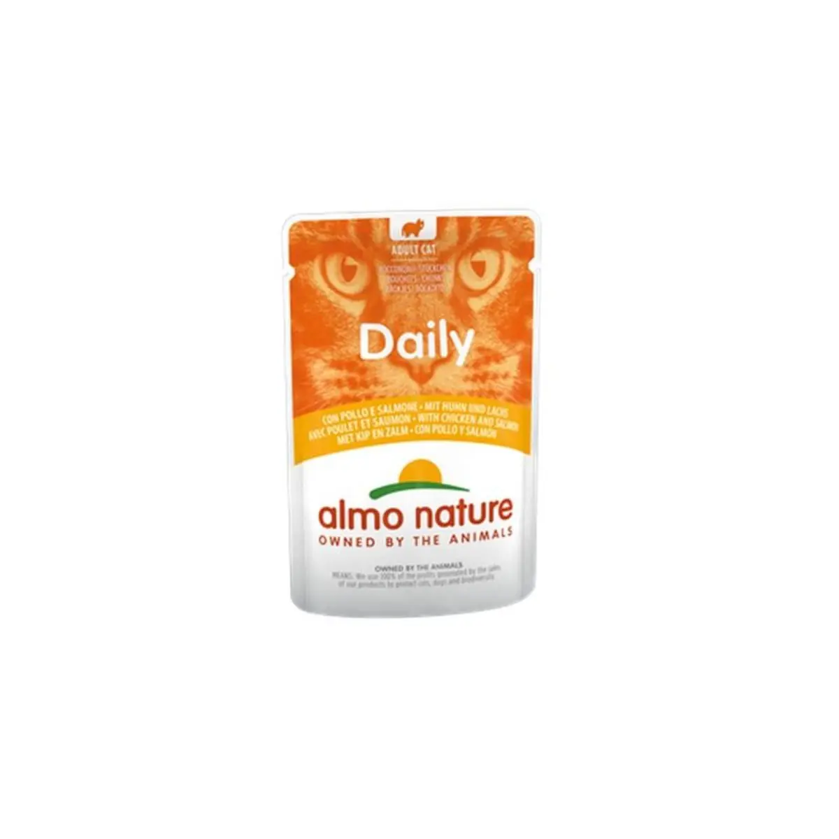 ALMO NATURE Daily Cat, Pui si Somon, plic hrana umeda pisici, (in sos), 70g