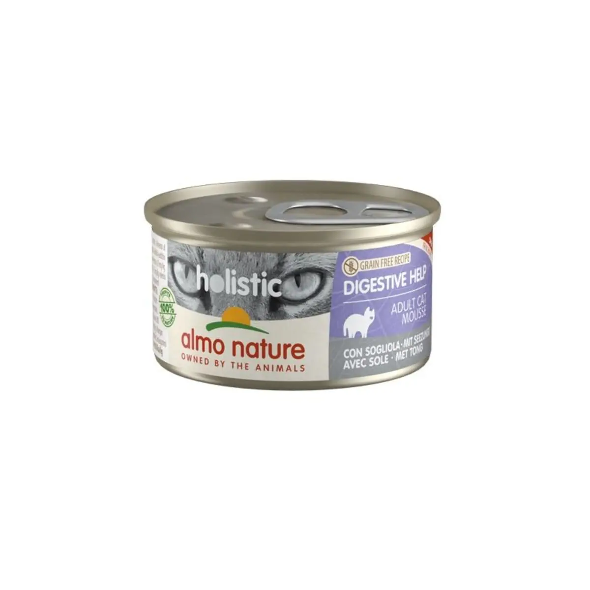 ALMO NATURE Holistic Digestive Help, Peste, conserva hrana umeda fara cereale pisici, sistem digestiv, (in supa), 85g