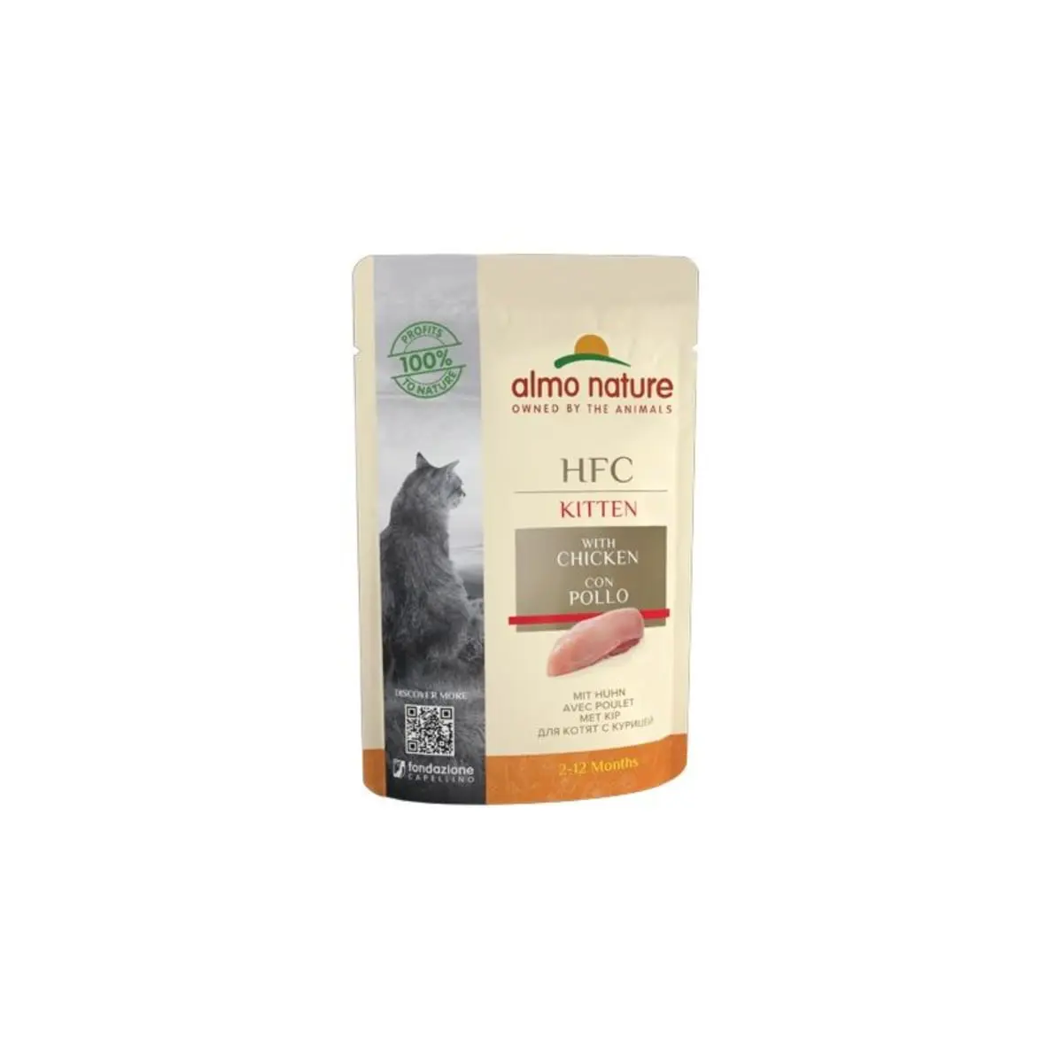 ALMO NATURE HFC Kitten, Pui, plic hrana umeda pisici junior, (in supa), 55g