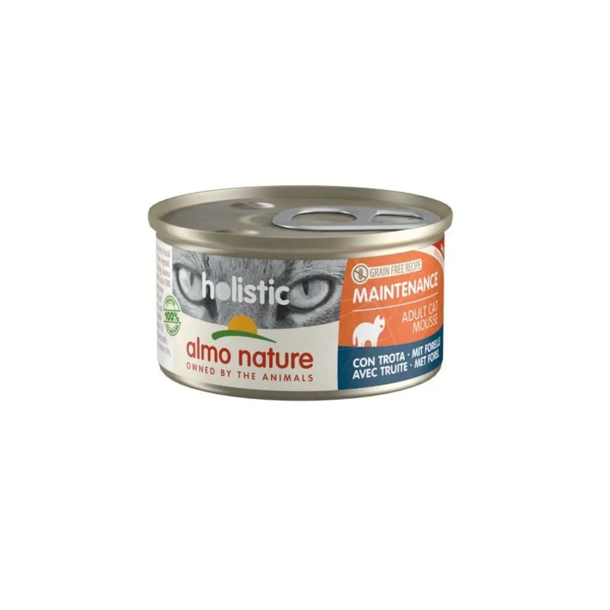 ALMO NATURE Holistic Maintenance, Pastrav, conserva hrana umeda fara cereale pisici, (in supa), 85g