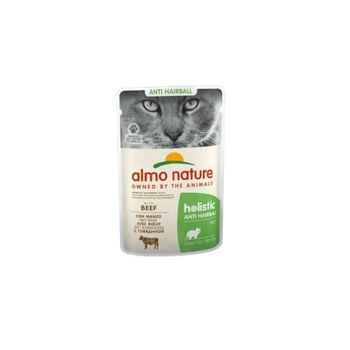 ALMO NATURE Holistic Anti Hairball, Vita, plic hrana umeda fara cereale pisici, limitarea ghemurilor de blana, (in supa), 70g