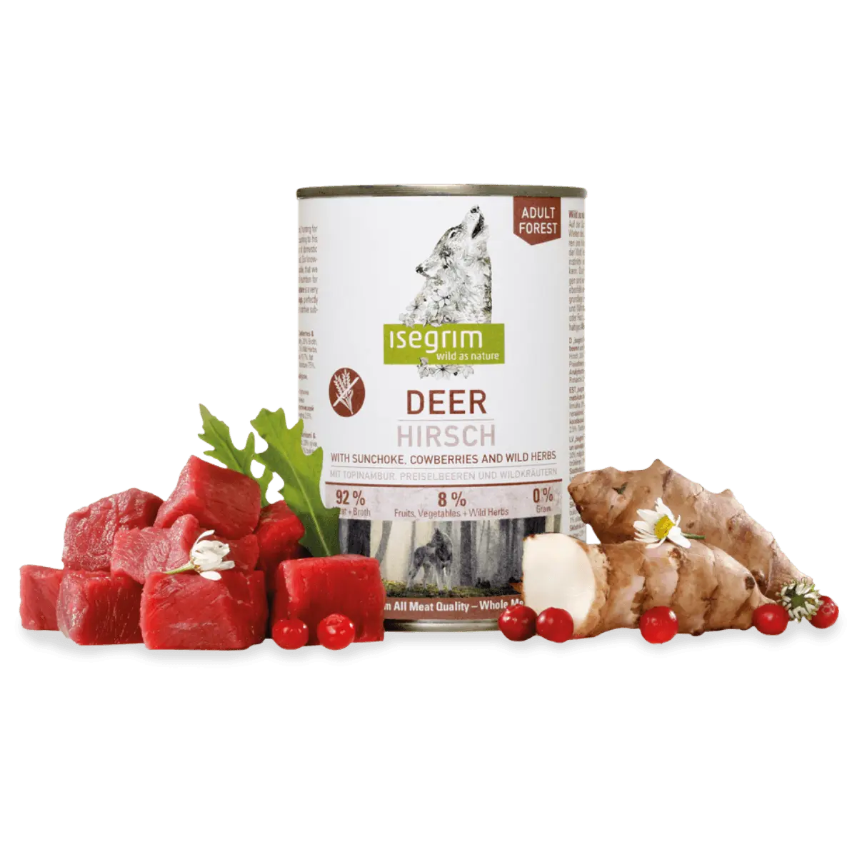 ISEGRIM, XS-XL, Caprioara, conserva hrana umeda fara cereale caini, (in sos), 400g