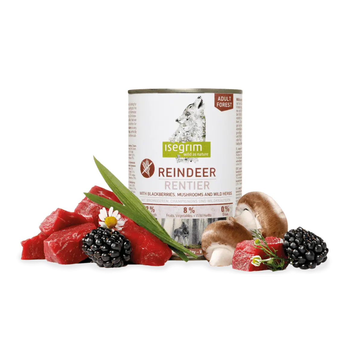 ISEGRIM, XS-XL, Ren, conserva hrana umeda fara cereale caini, (in sos), 400g