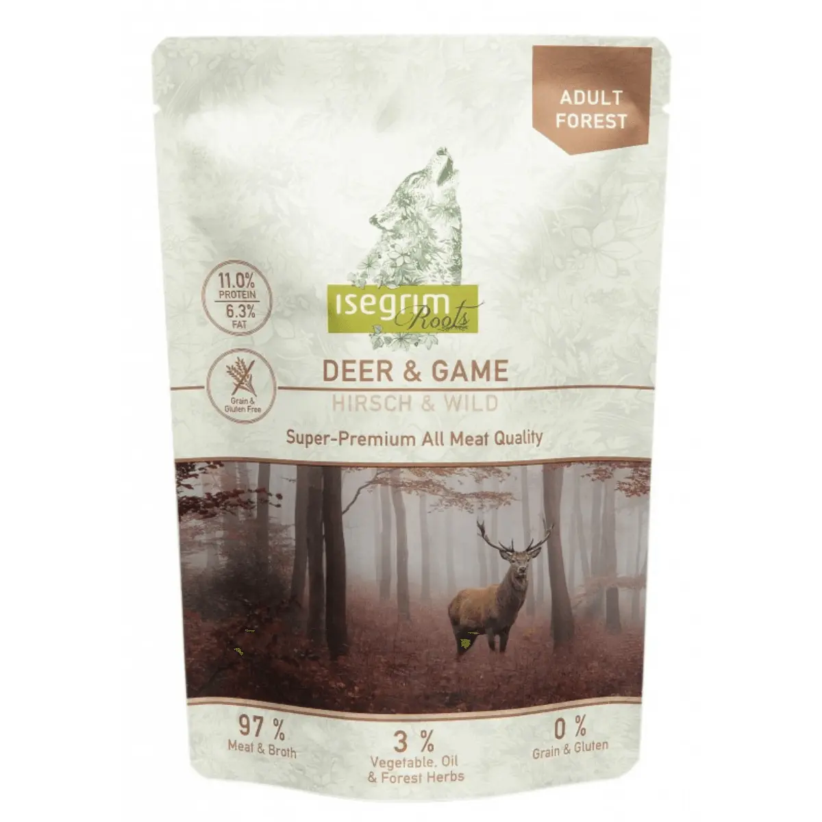 ISEGRIM, XS-XL, Caprioara si Vanat, plic hrana umeda fara cereale caini, (in sos), 410g - Image 2