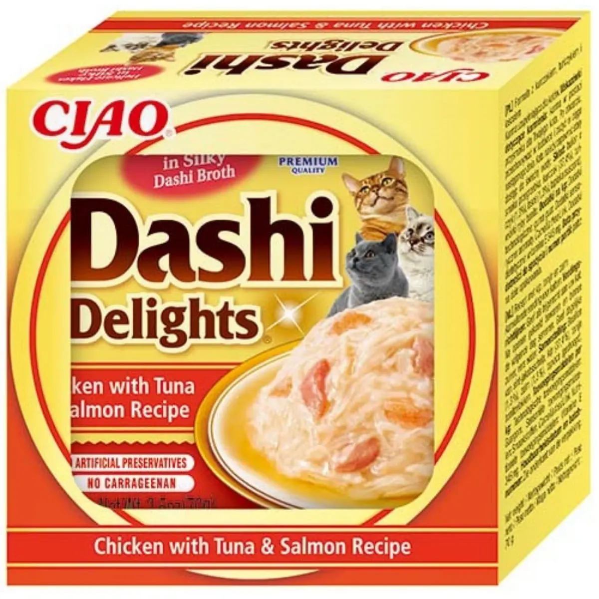 INABA Ciao Dashi, Pui, Ton si Somon, bol hrana umeda fara cereale pisici, (in sos), 70g - Image 3