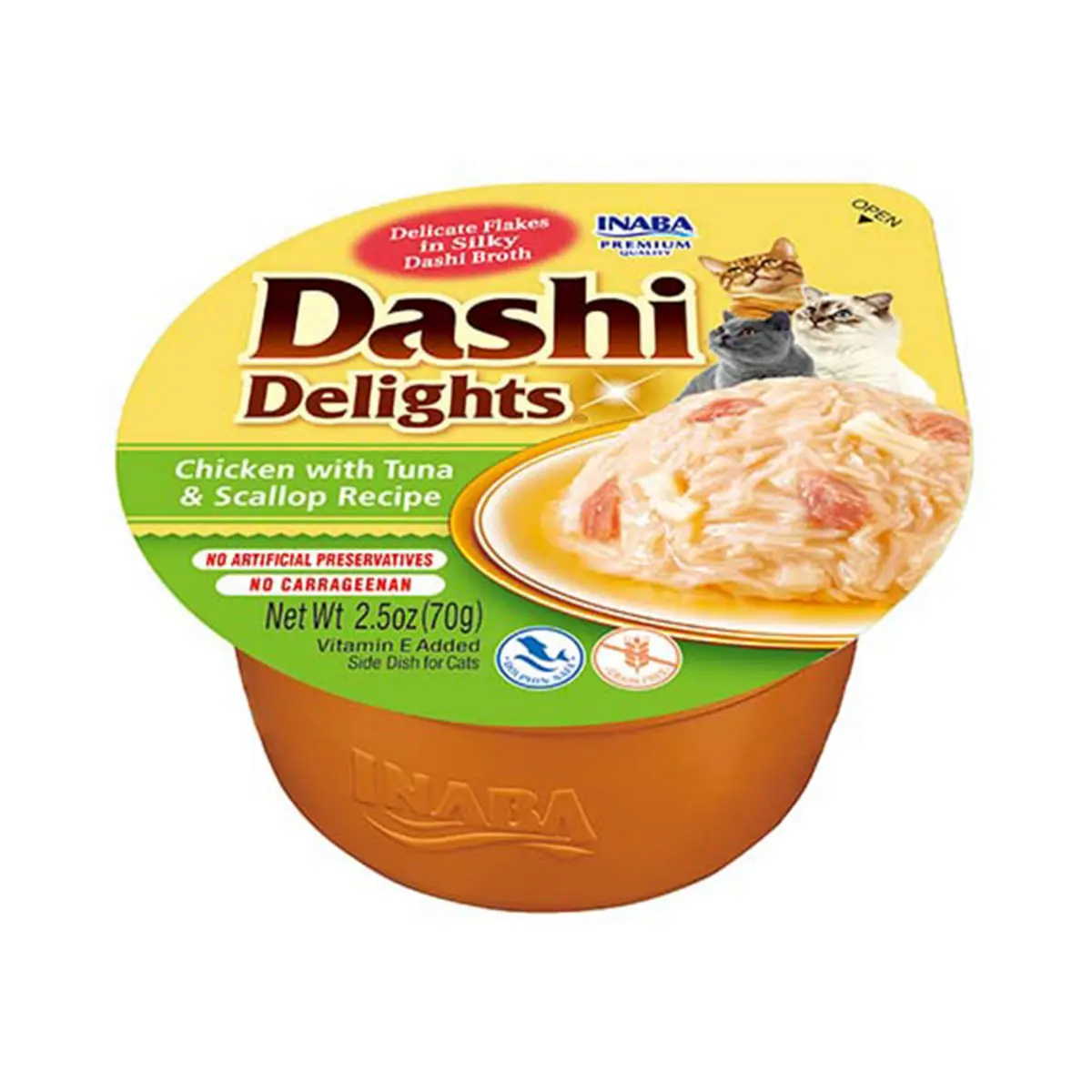 INABA Ciao Dashi, Pui, Ton si Scoici, bol hrana umeda fara cereale pisici, (in sos), 70g