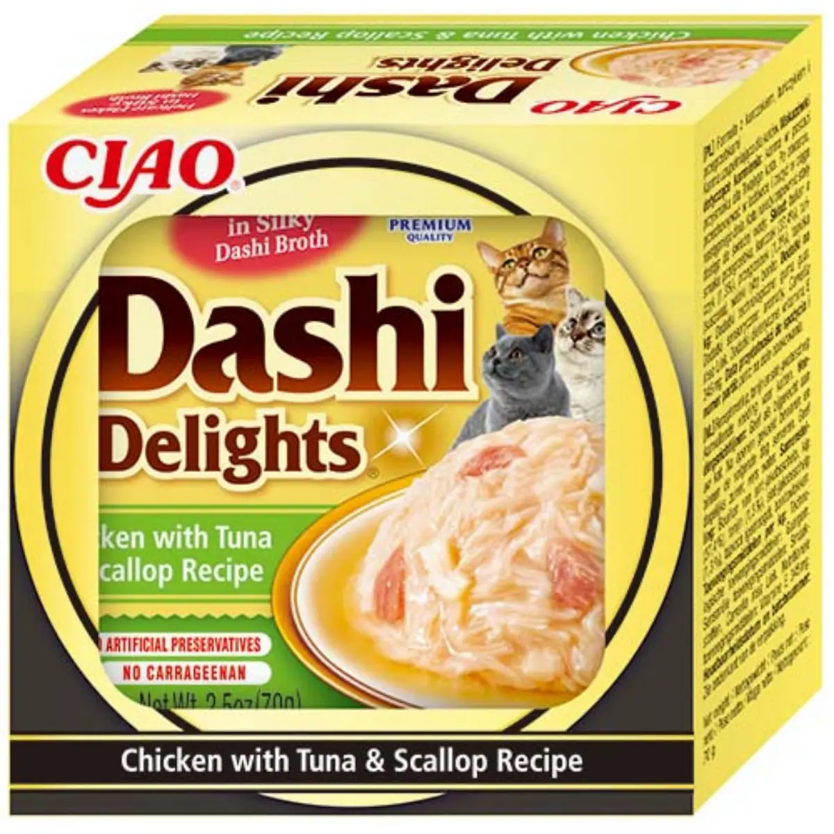 INABA Ciao Dashi, Pui, Ton si Scoici, bol hrana umeda fara cereale pisici, (in sos), 70g - Image 3