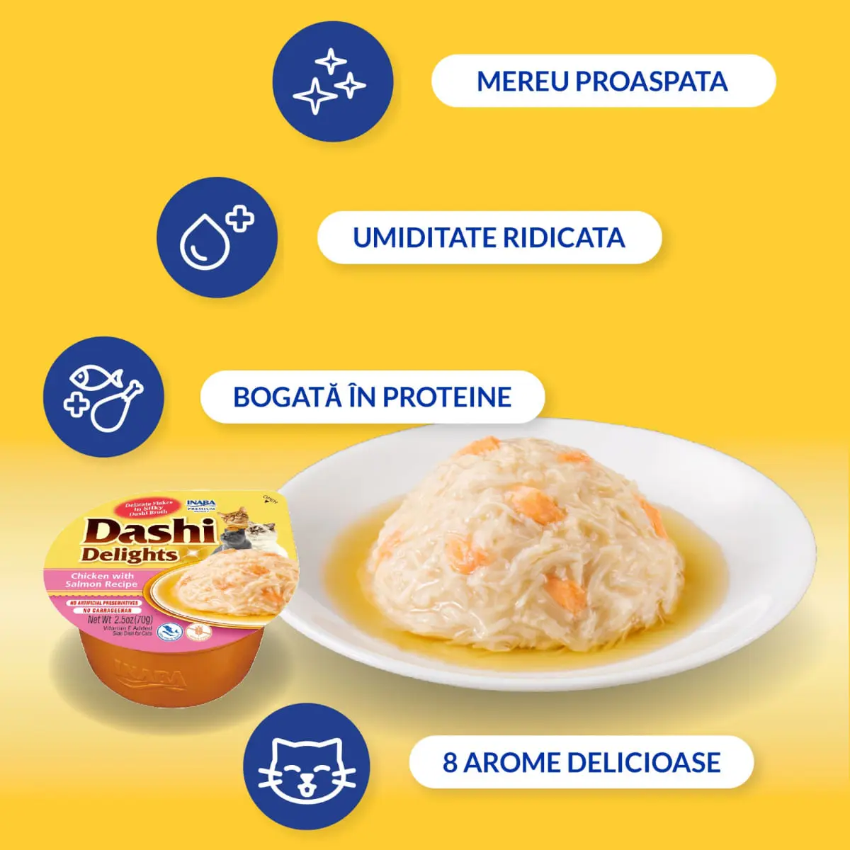 INABA Ciao Dashi, Pui si Fulgi de Bonito, bol hrana umeda fara cereale pisici, (in sos), 70g - Image 5