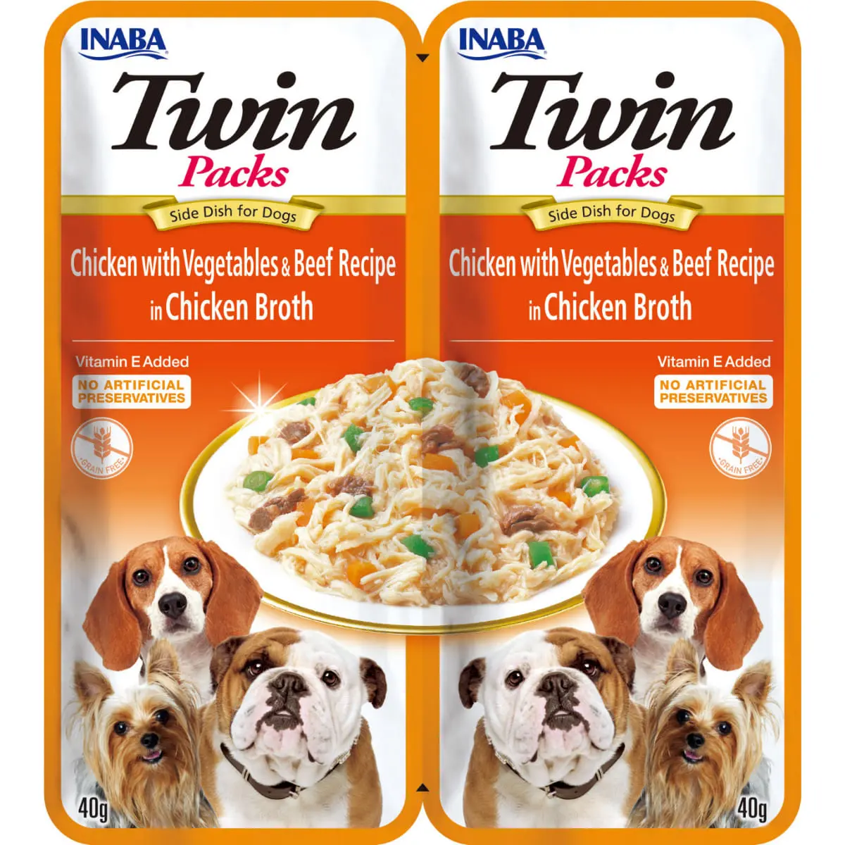 INABA Churu Dog Twin, XS-XL, Pui si Vita, hrana umeda fara cereale caini, (in supa) INABA Churu Dog Twin, XS-XL, Pui si Vita, plic hrana umeda fara cereale caini, (in supa), 80g