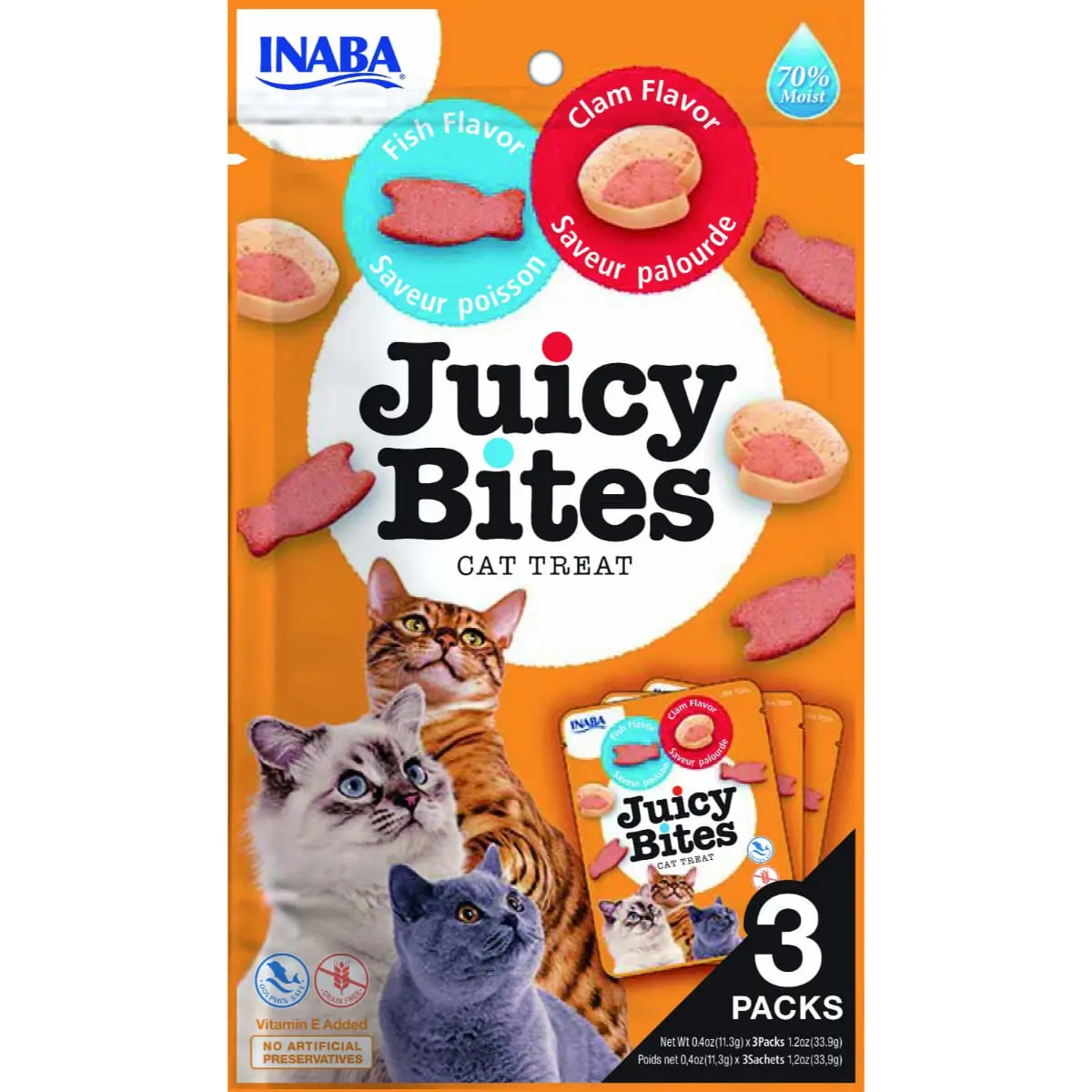 INABA Juicy Bites, Peste si Scoici, punguta, recompense fara cereale pisici, semimoist INABA Juicy Bites, Peste si Scoici, punguta, plic recompense fara cereale pisici, semimoist, 33g - Image 2