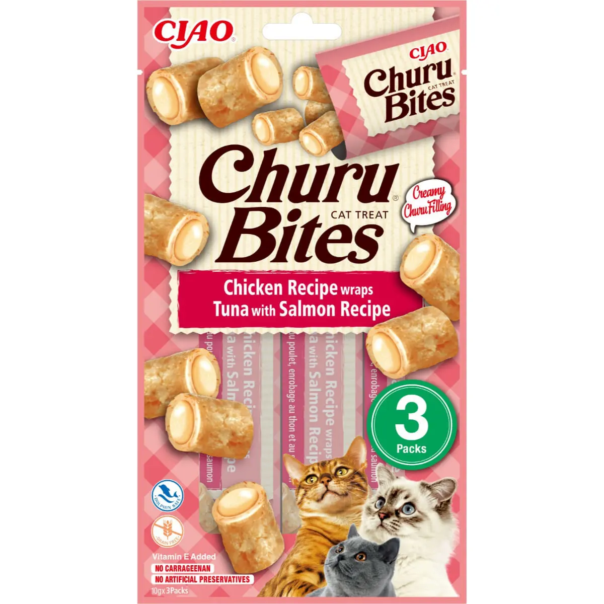 INABA Churu Bites, Pui, Ton si Somon, punguta, recompense fara cereale pisici, semimoist INABA Churu Bites, Pui, Ton si Somon, punguta, plic recompense fara cereale pisici, semimoist, 30g