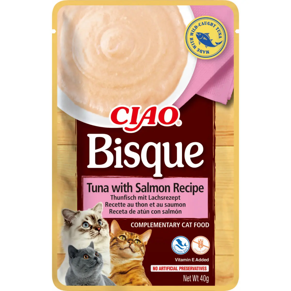 INABA Churu Bisque, Ton si Somon, recompense fara cereale pisici, (piure) INABA Churu Bisque, Ton si Somon, plic recompense fara cereale pisici, (piure), 40g - Image 2