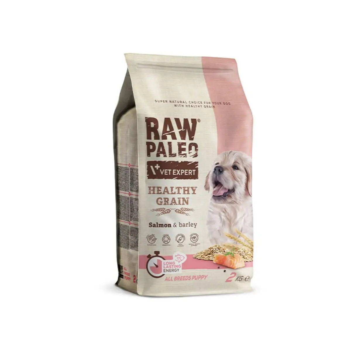 RAW PALEO Healthy Grain Puppy, XS-XL, Somon, hrana uscata caini junior, 10kg