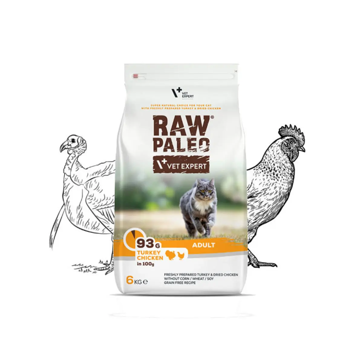 RAW PALEO, Curcan si Pui, hrana uscata fara cereale pisici, 6kg - Image 2