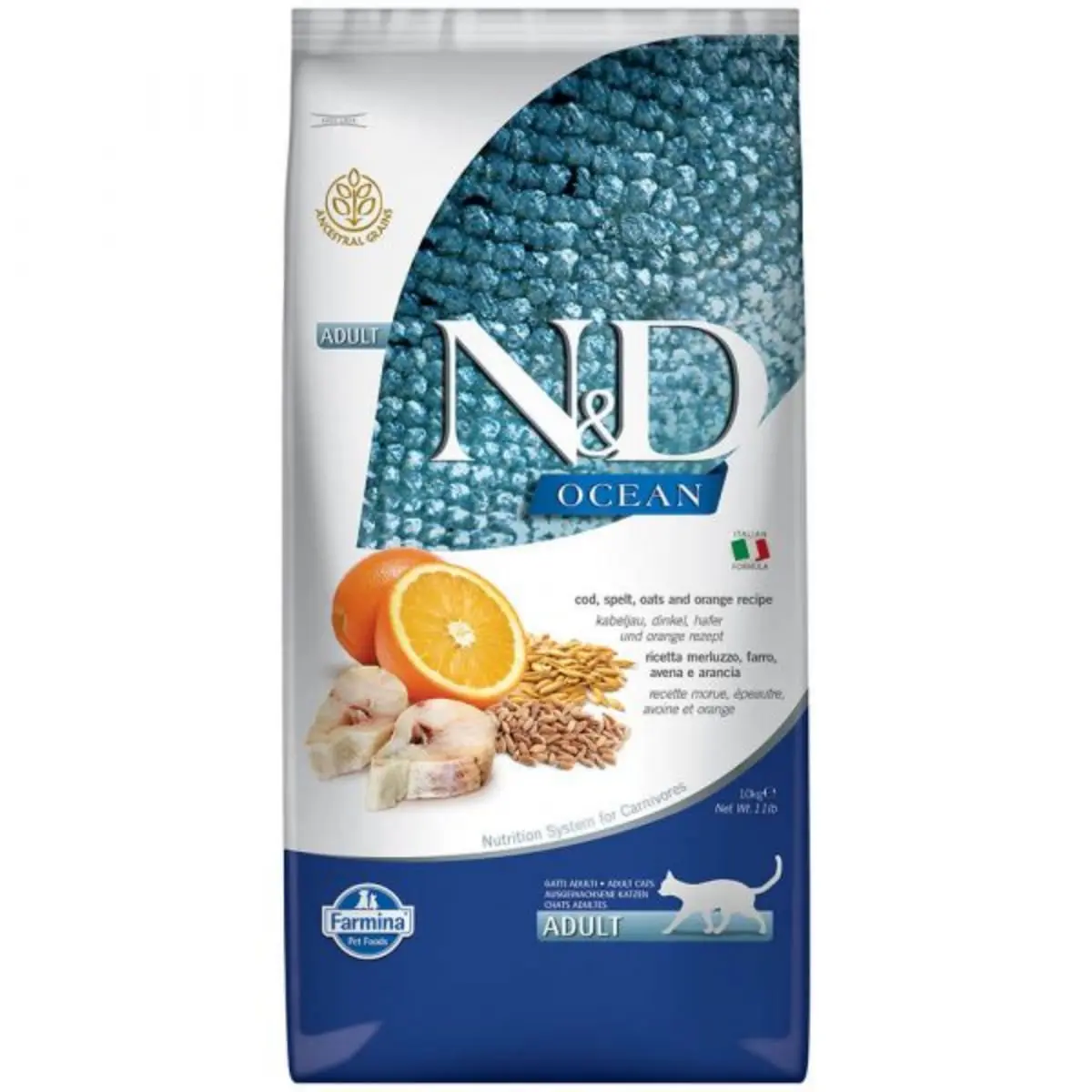 N&D Ocean, Cod si Protocala, hrana uscata continut redus cereale pisici, 10kg