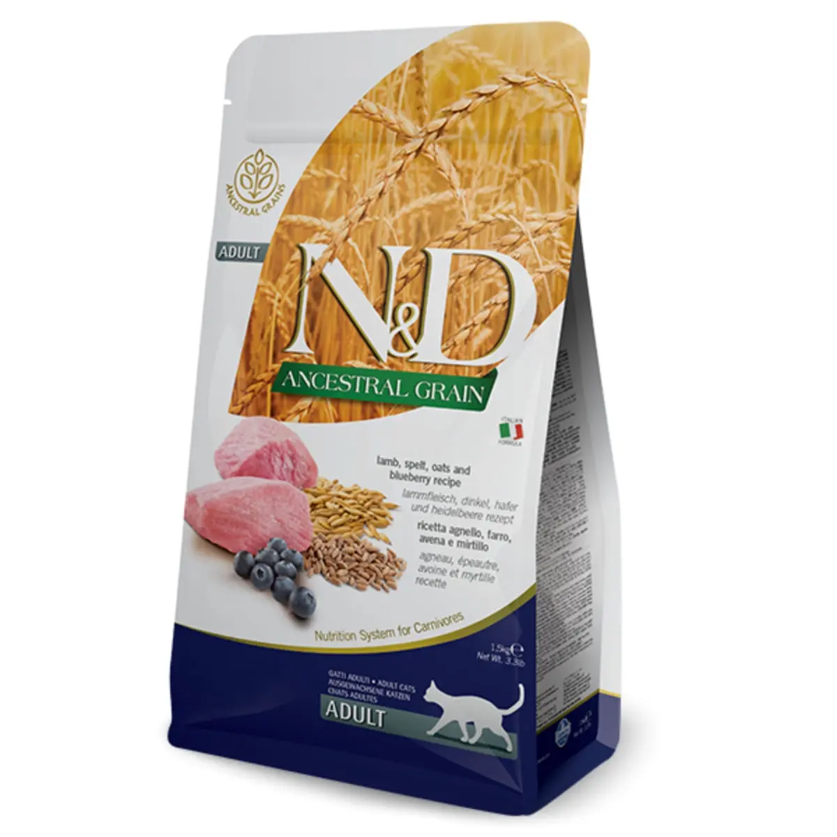 N&D Ancestral Grain, Miel si afine, hrana uscata continut redus cereale pisici, 10kg - Image 2