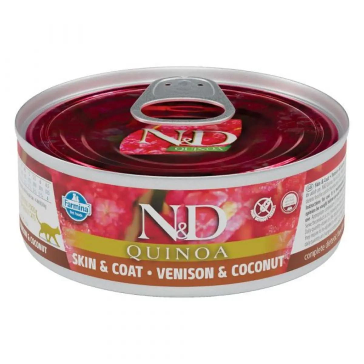 N&D Quinoa Skin&Coat, Vanat si Cocos, conserva hrana umeda fara cereale pisici, piele & blana, (in sos), 80g