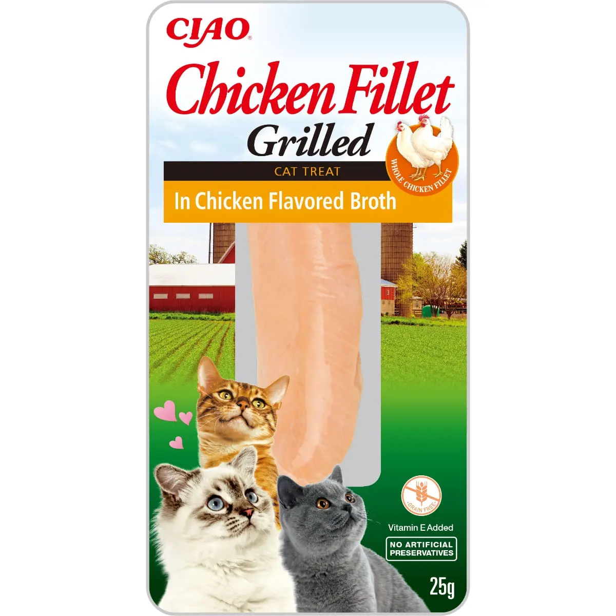INABA Ciao Grilled Fillet, Pui, plic recompense fara cereale pisici, (in sos), 25g
