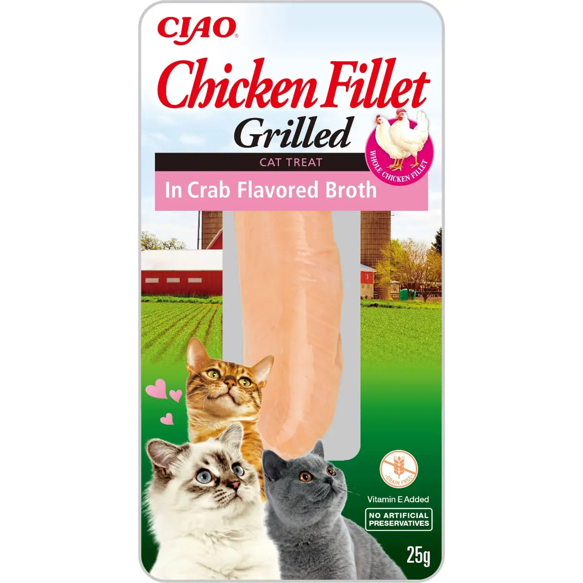 INABA Ciao Fillet, Pui si Creveti, plic recompense fara cereale pisici, (in sos), 25g