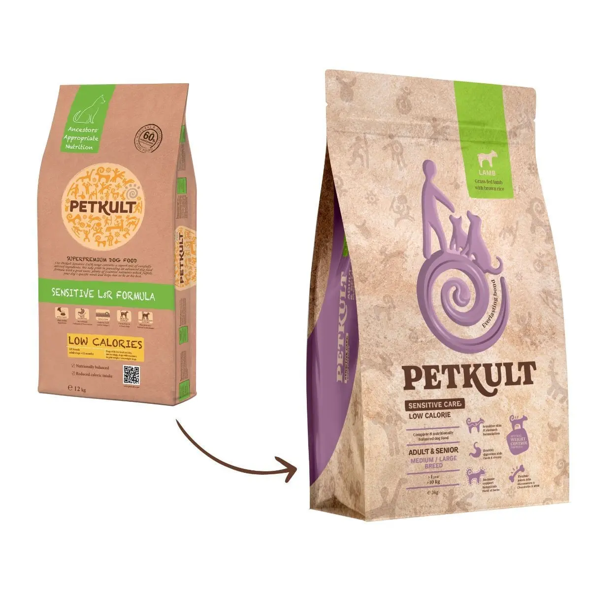 PETKULT Sensitive Care Low Calorie Adult si Senior Medium & Large Breed, M-XL, Miel si orez brun, hrana uscata caini, alergii, obezitate, 12kg - Image 2