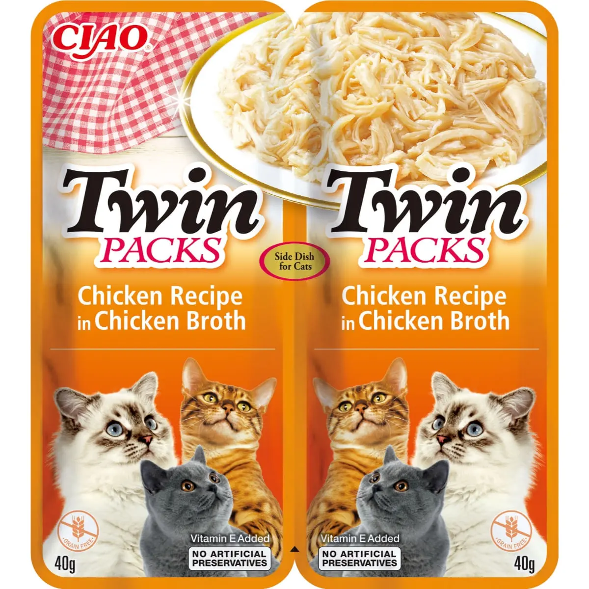 INABA Ciao Twin Packs, Pui, plic hrana umeda fara cereale pisici, (topping), 80g