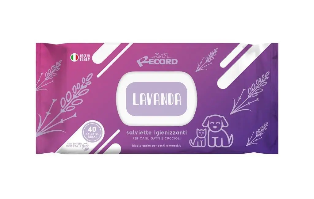 Record Lavanda, servetele umede, caini si pisici, antibacteriene, multifunctionale, 40buc