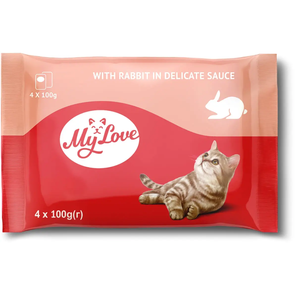 MY LOVE, Iepure, plic hrana umeda pisici, (in sos), bax, 100g x 4buc MY LOVE, Iepure, plic hrana umeda pisici, (in sos), bax, 85g x 4buc