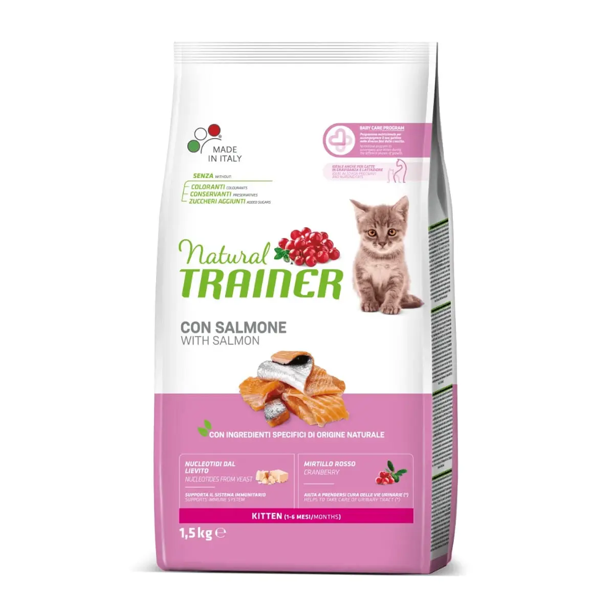 NATURAL TRAINER Kitten, Somon, hrana uscata pisici junior, 1.5kg - Image 2