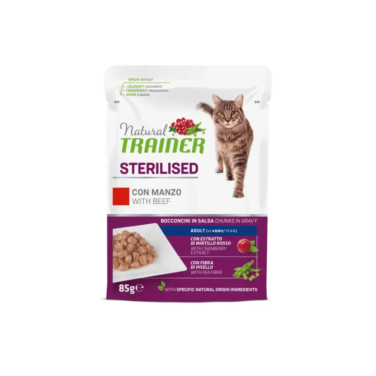 NATURAL TRAINER Sterilised, Vita, plic hrana umeda pisici sterilizate, (in sos), 85g