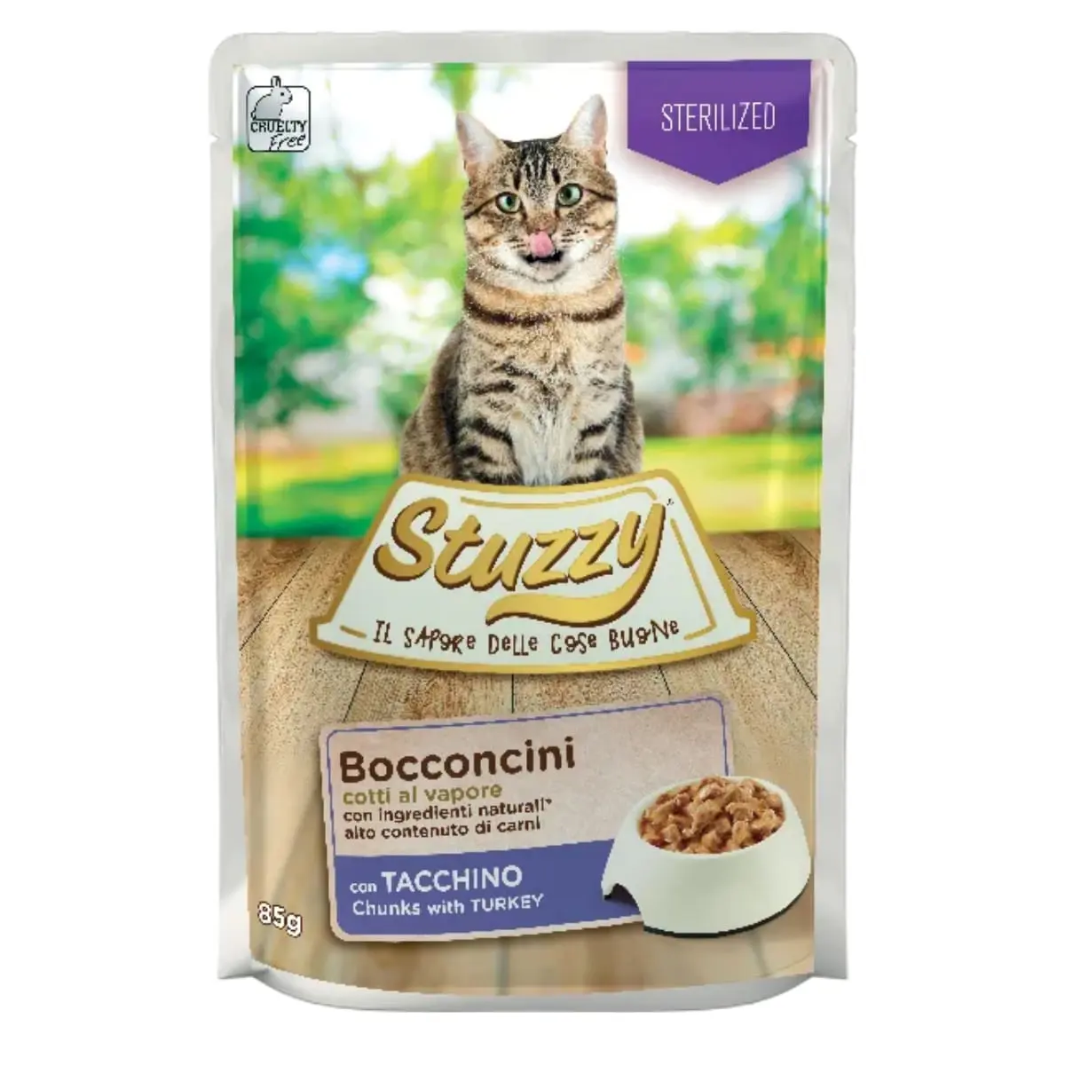 STUZZY Chunks Sterilised, Curcan, plic hrana umeda pisici sterilizate, (in sos), 85g - Image 2