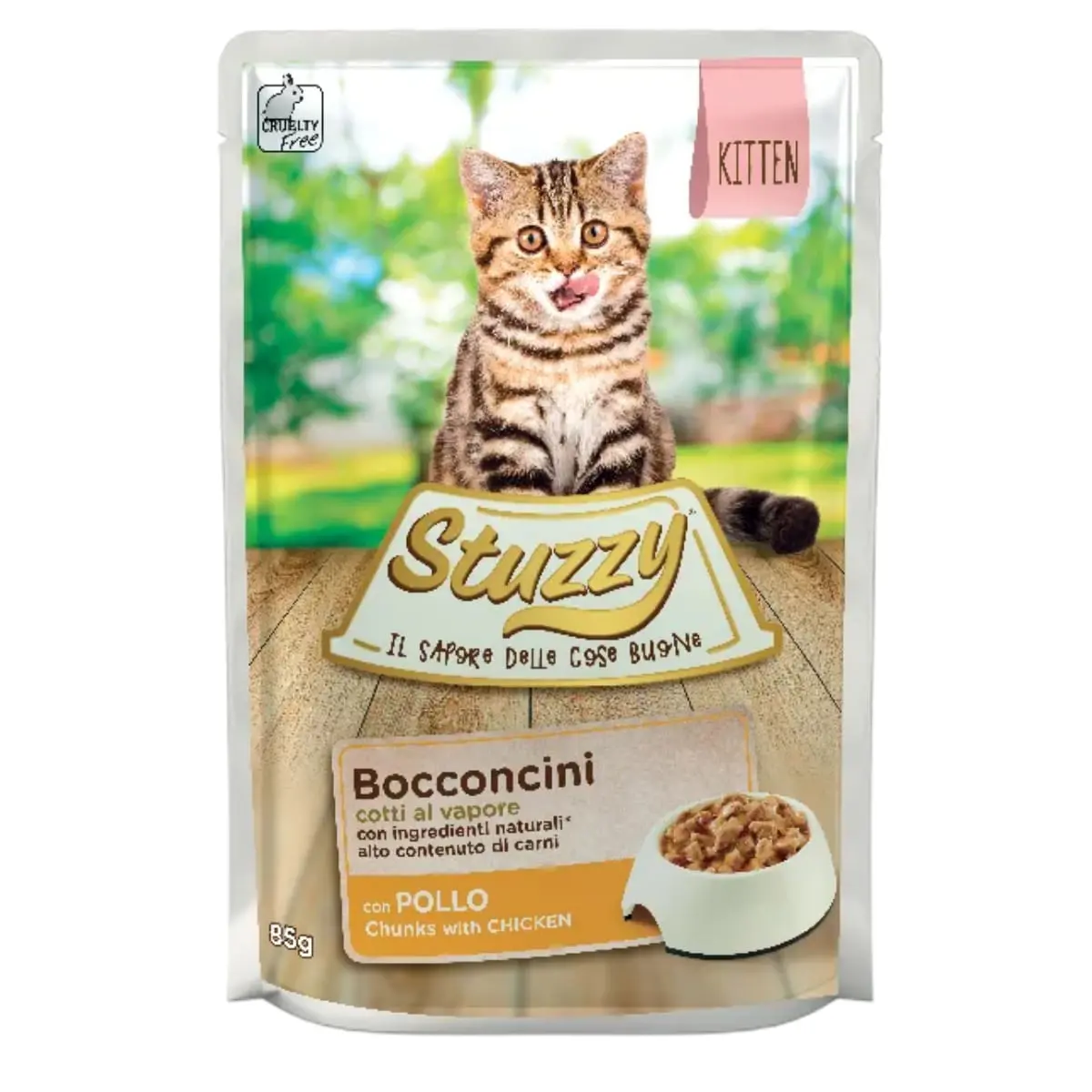 STUZZY Chunks Kitten, Pui, plic hrana umeda pisici junior, (in sos), 85g