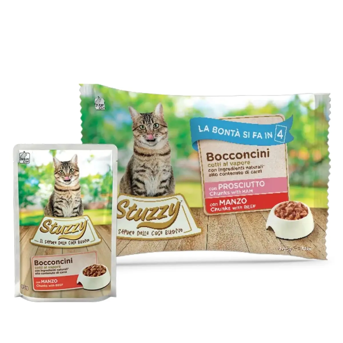 STUZZY Chunks Pack, Sunca si Vita, plic hrana umeda pisici, (in aspic), multipack, 85g x 4buc - Image 2