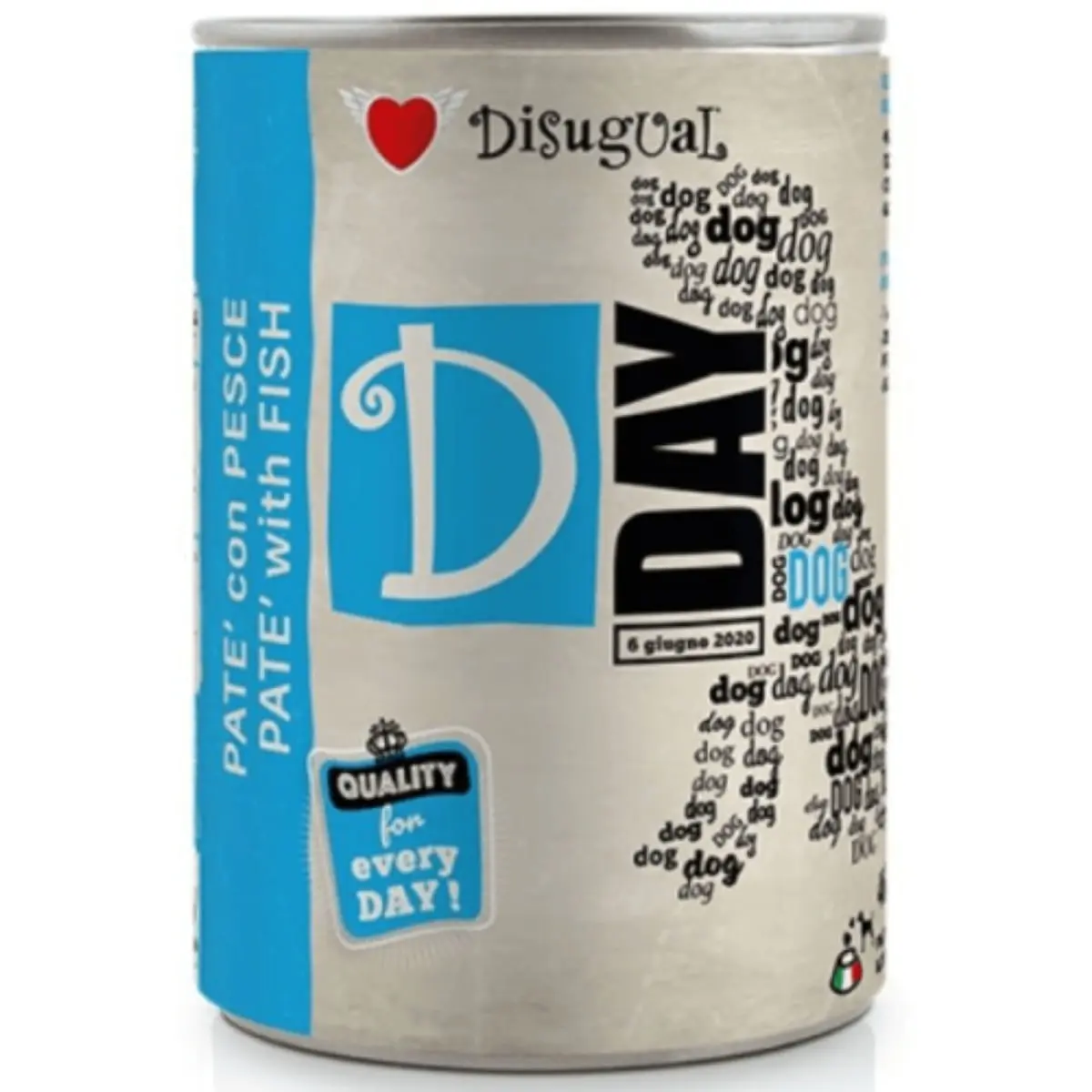 DISUGUAL D Day Dog, XS-XL, Peste, conserva hrana umeda fara cereale caini, (pate), 400g