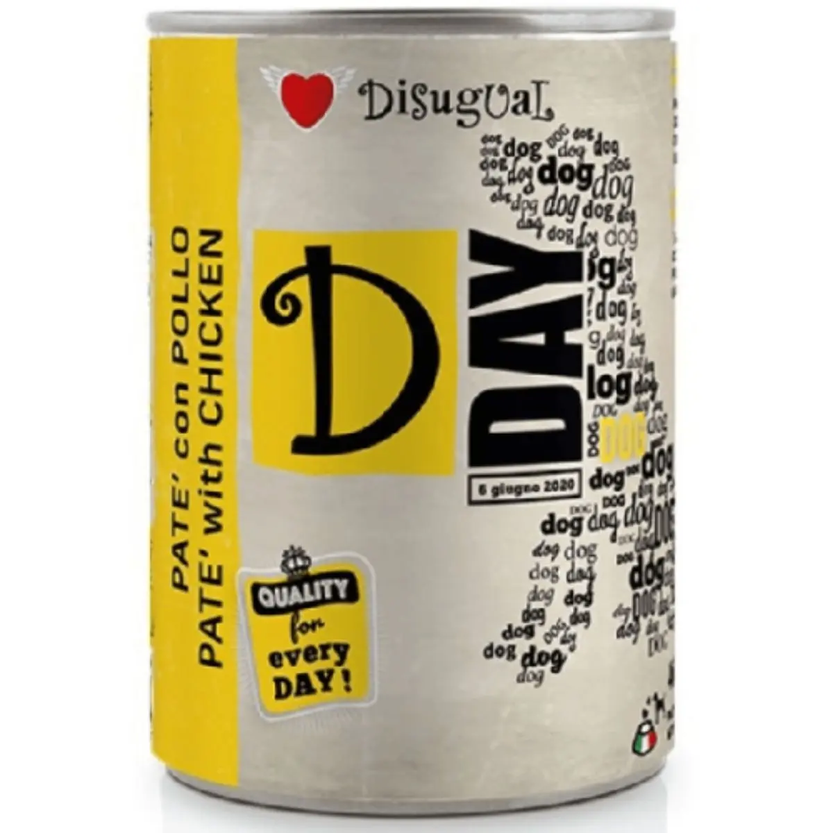 DISUGUAL D Day Dog, XS-XL, Pui, conserva hrana umeda fara cereale caini, (pate), 400g