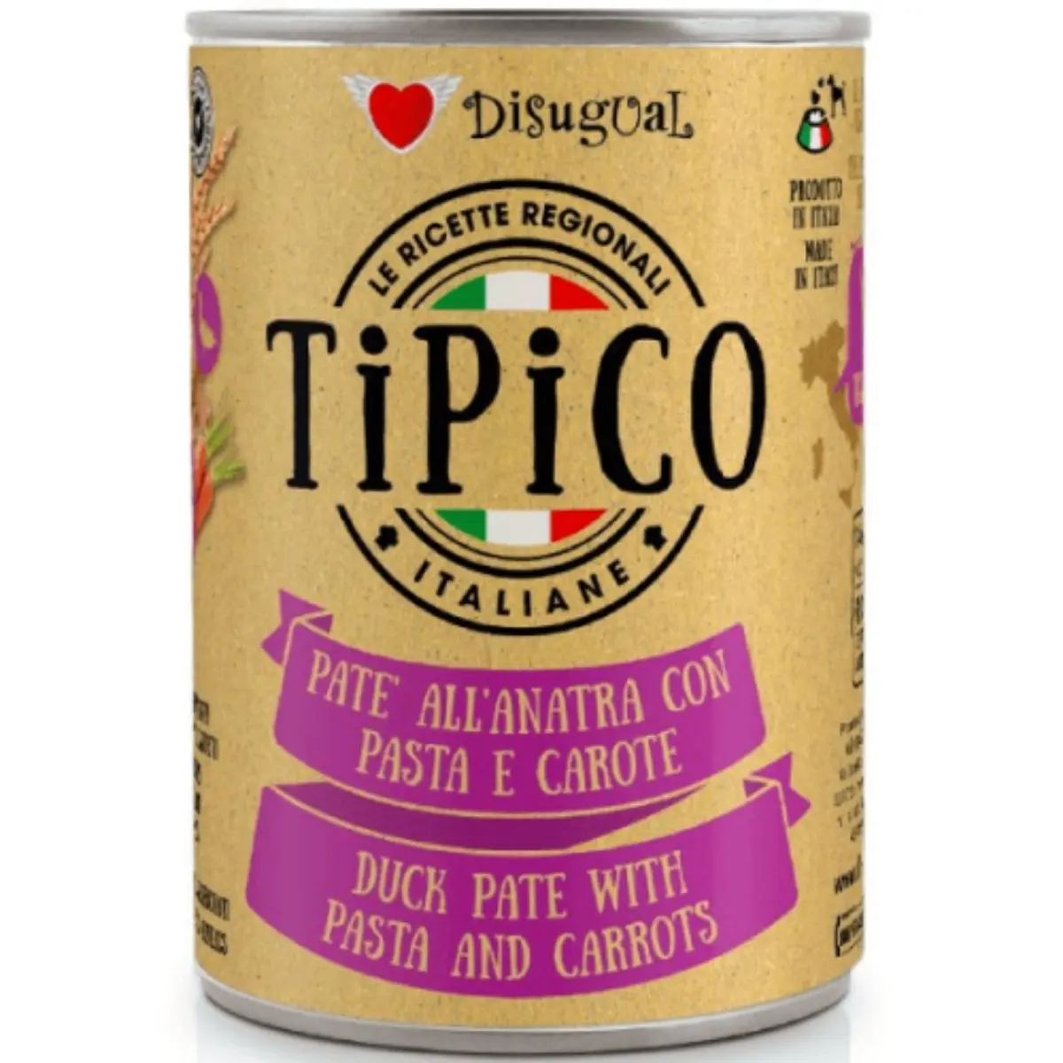 DISUGUAL Tipico, XS-XL, Rata si Morcov, conserva hrana umeda caini, (pate), 400g - Image 2