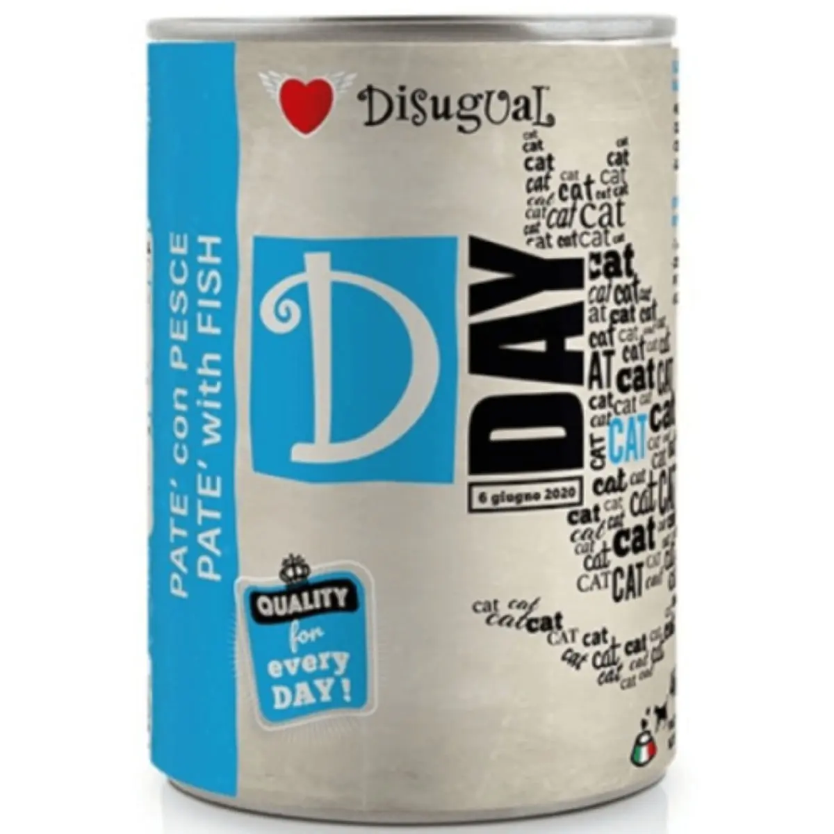 DISUGUAL D Day, Peste, conserva hrana umeda fara cereale pisici, (pate), 400g