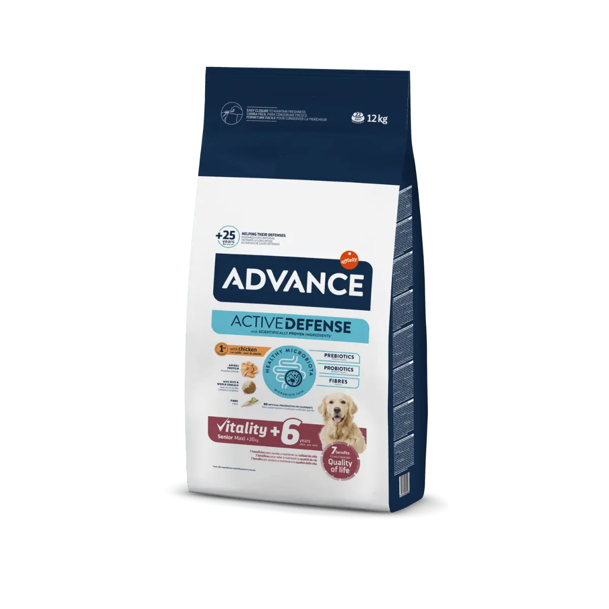 ADVANCE Maxi Senior Vitality, L-XL, Pui, hrana uscata caini senior, 12kg