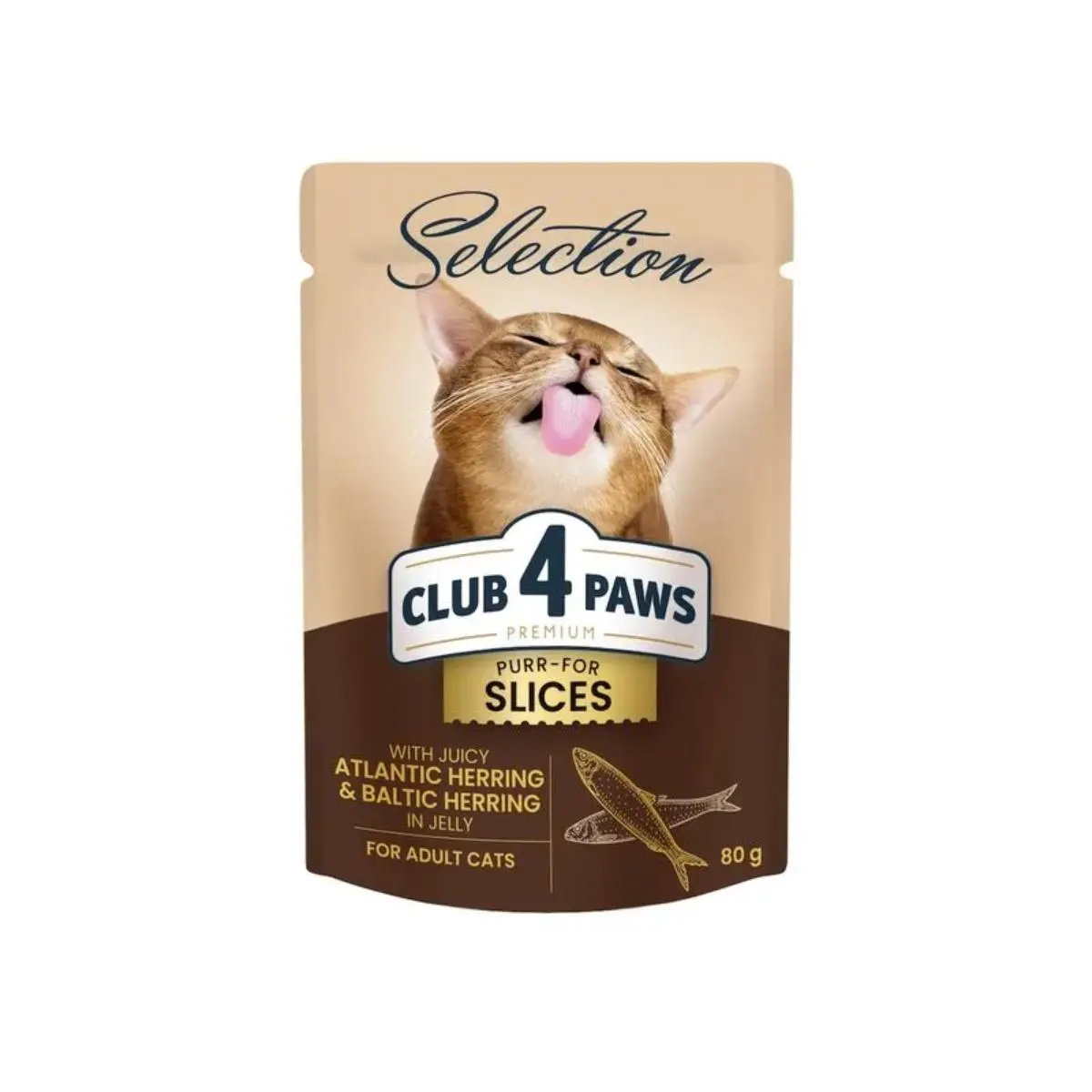 CLUB 4 PAWS Premium Plus Selection, Hering, plic hrana umeda pisici, (in aspic), 80g x 12buc