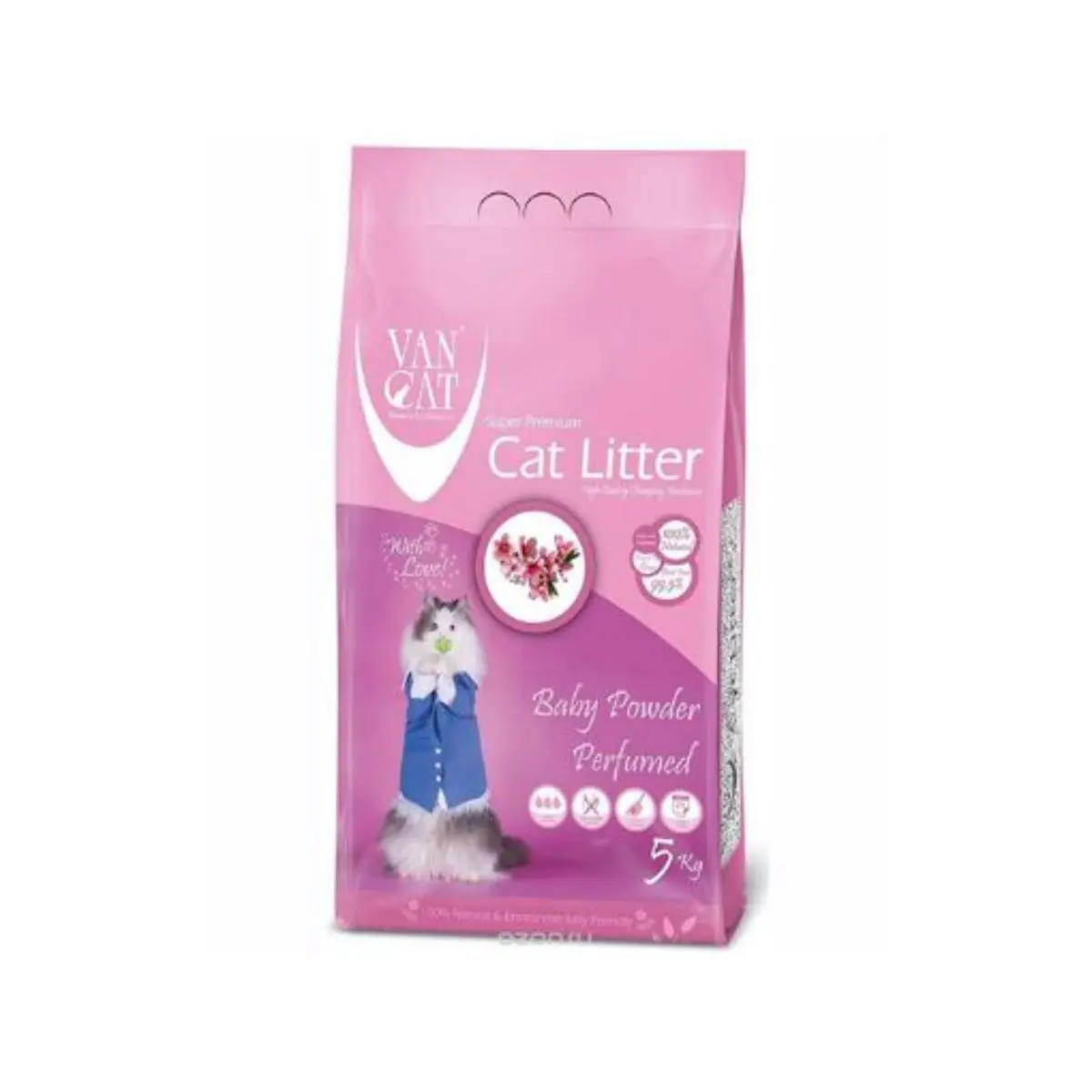 VANCAT Baby Powder, Talc, asternut igienic pisici, granule, bentonita, aglomerant, fara praf, 5kg - Image 2