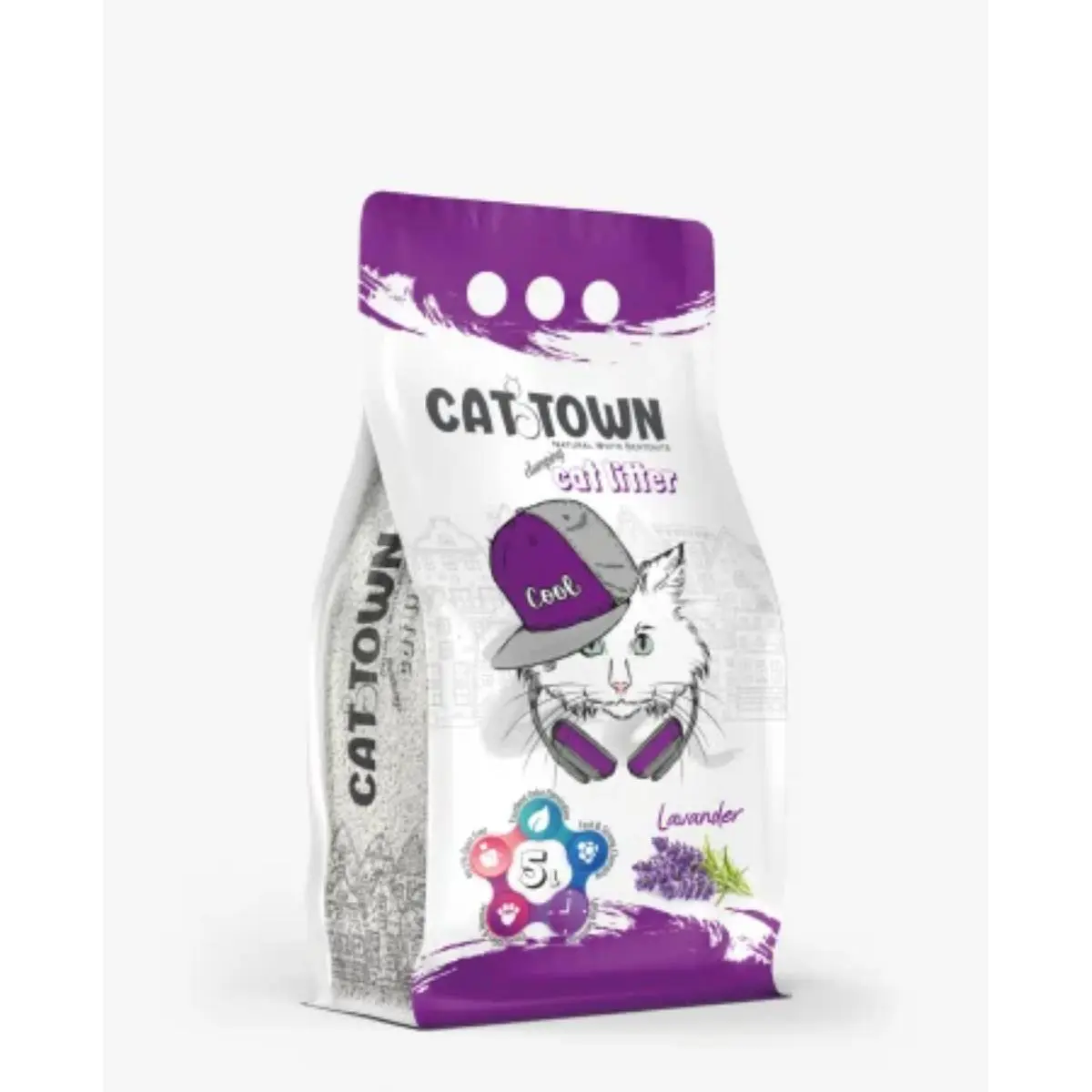 CAT TOWN, Lavanda, asternut igienic pisici, granule, bentonita, aglomerant, fara praf, 5l - Image 2