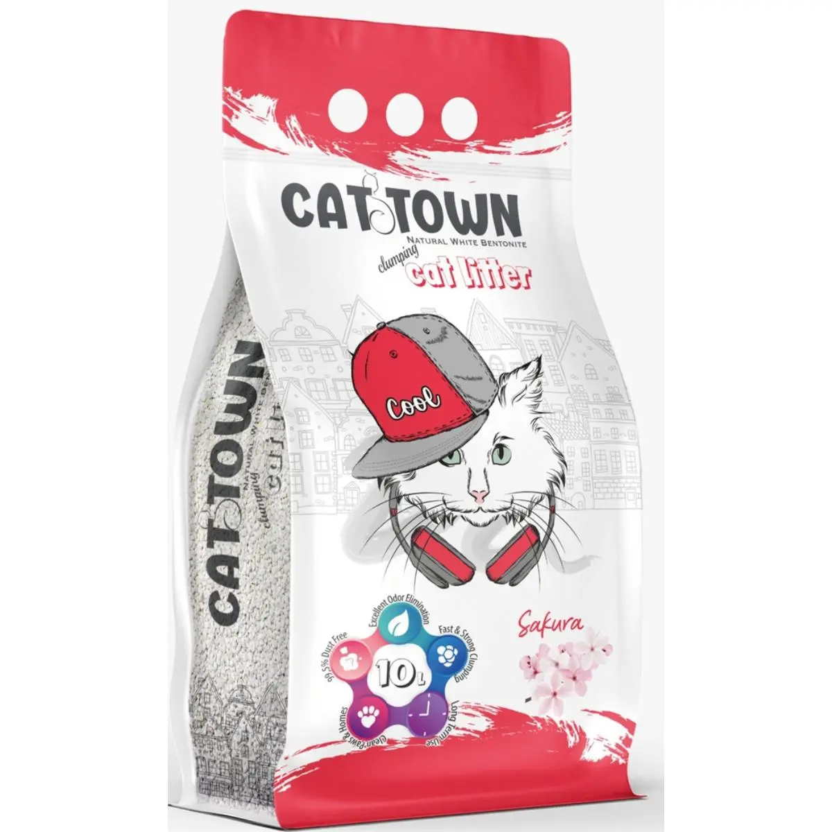 CAT TOWN, Sakura, asternut igienic pisici, granule, bentonita, aglomerant, fara praf, 10l - Image 2