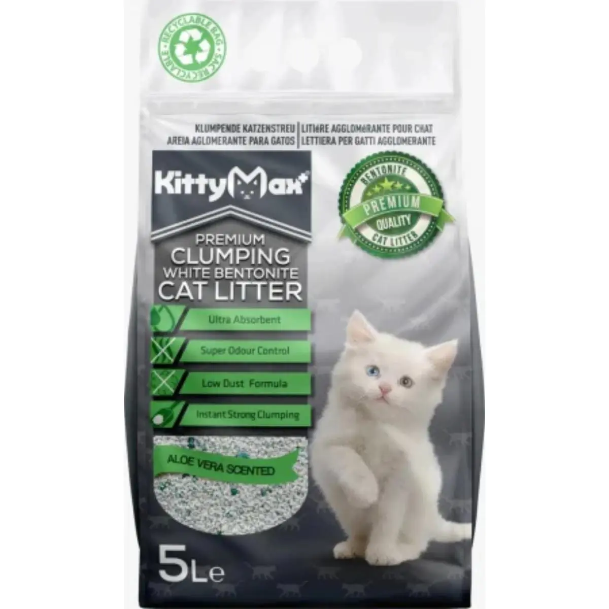 KITTYMAX, Aloe Vera, asternut igienic pisici, granule, bentonita, aglomerant, fara praf, 5l - Image 2