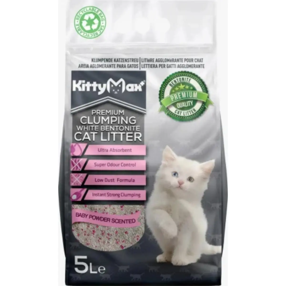 KITTYMAX, Talc, asternut igienic pisici, granule, bentonita, aglomerant, fara praf, 5l