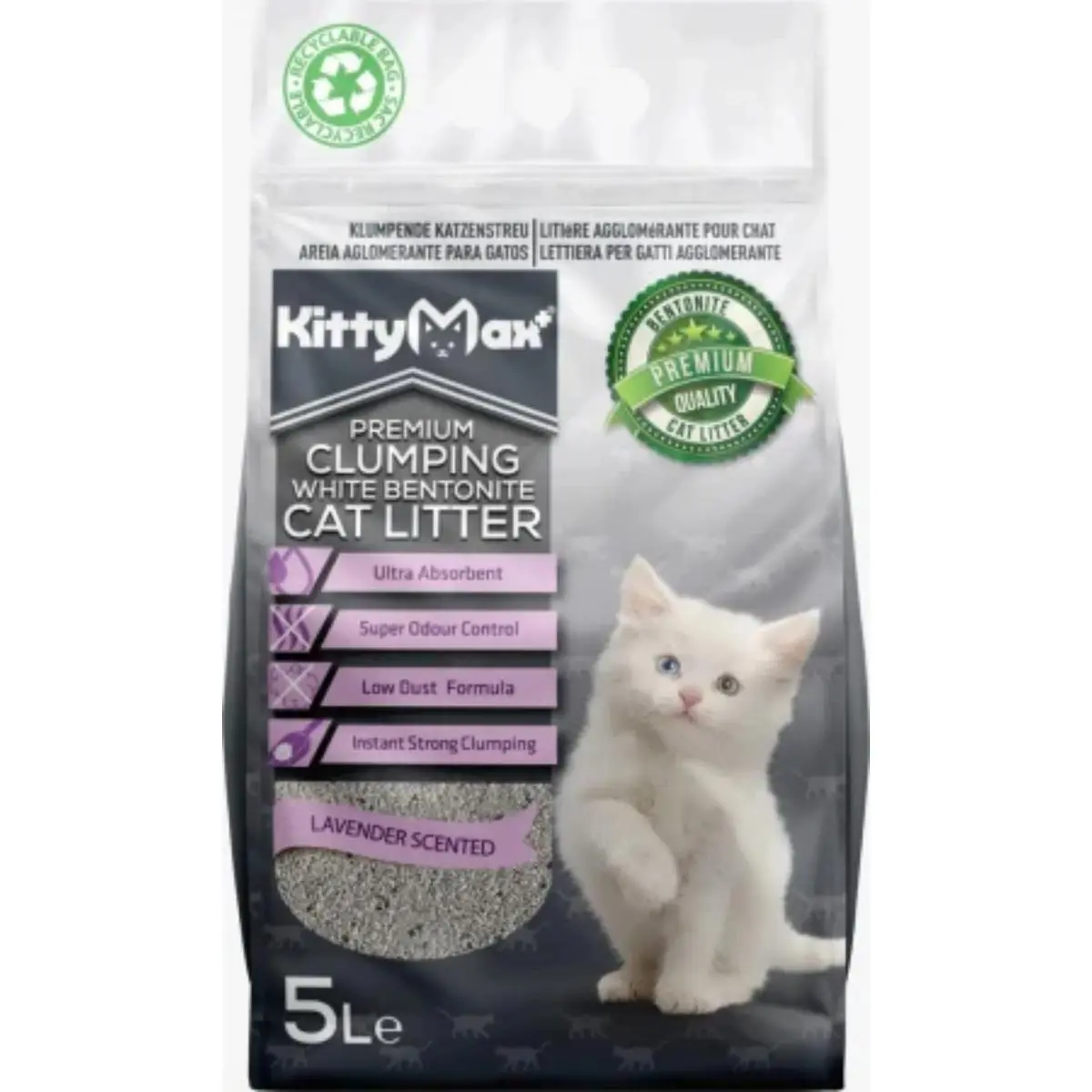 KITTYMAX, Lavanda, asternut igienic pisici, granule, bentonita, aglomerant, fara praf, 5l